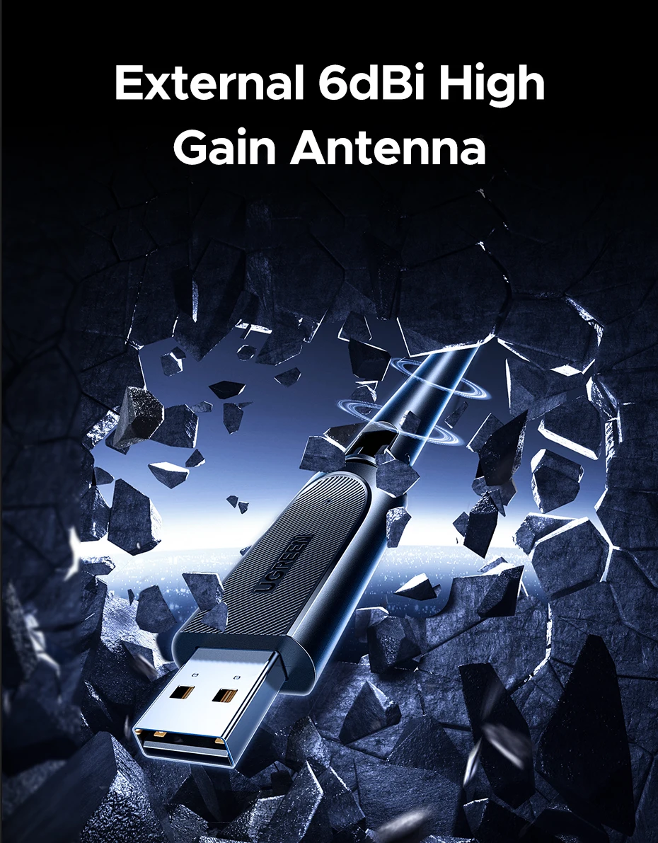 UGREEN WiFi Adapter Bluetooth Adater AX900 5G&2.4G Dual Band WiFi6 Dongle Adapter for Desktop PC Laptop Accessories 6dBi Antenna