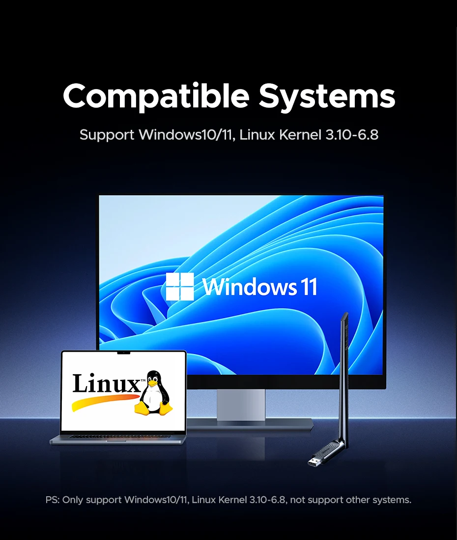 UGREEN WiFi Adapter Bluetooth Adater AX900 5G&2.4G Dual Band WiFi6 Dongle Adapter for Desktop PC Laptop Accessories 6dBi Antenna